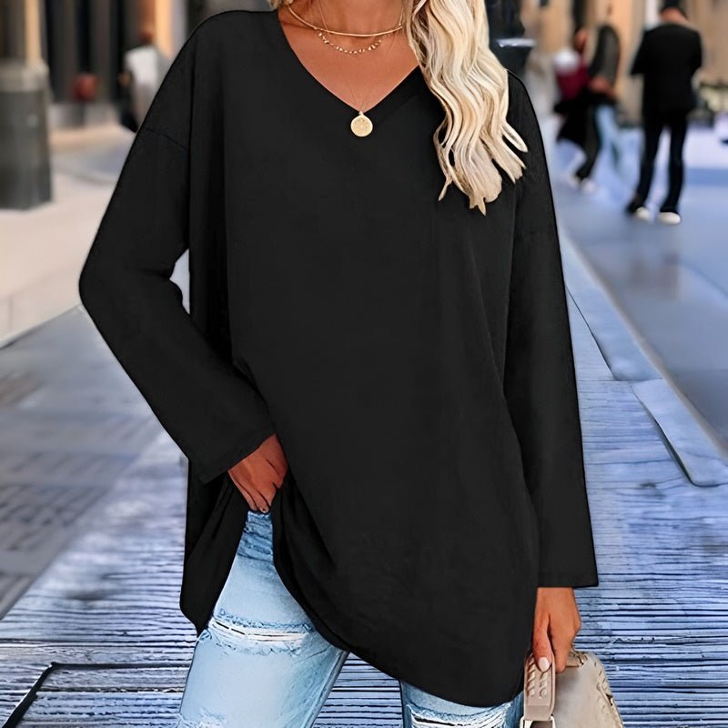 Elegant Women's Long Sleeve V-Neck Top