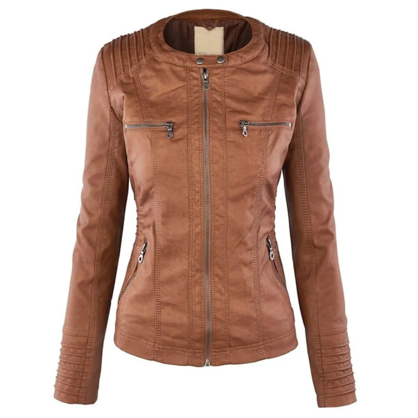 Elegant Women's Leather Jacket Hood Style