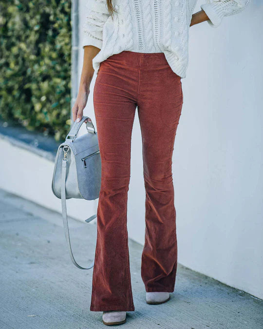 Elegant Women's Flared Trousers Slim Fit