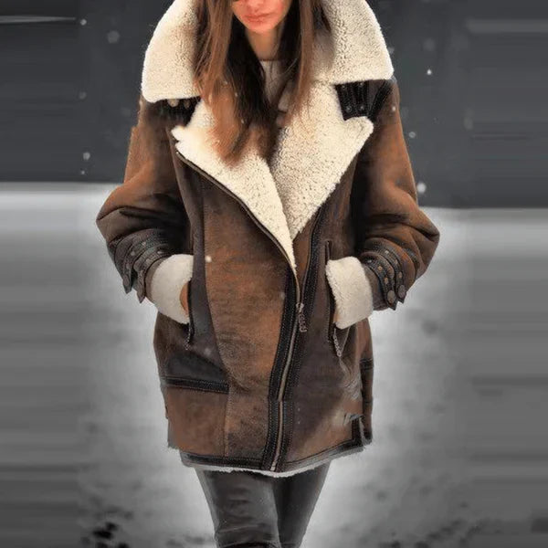 Lederjacke Aviator Style Fleece Futter - IdealeKleiden