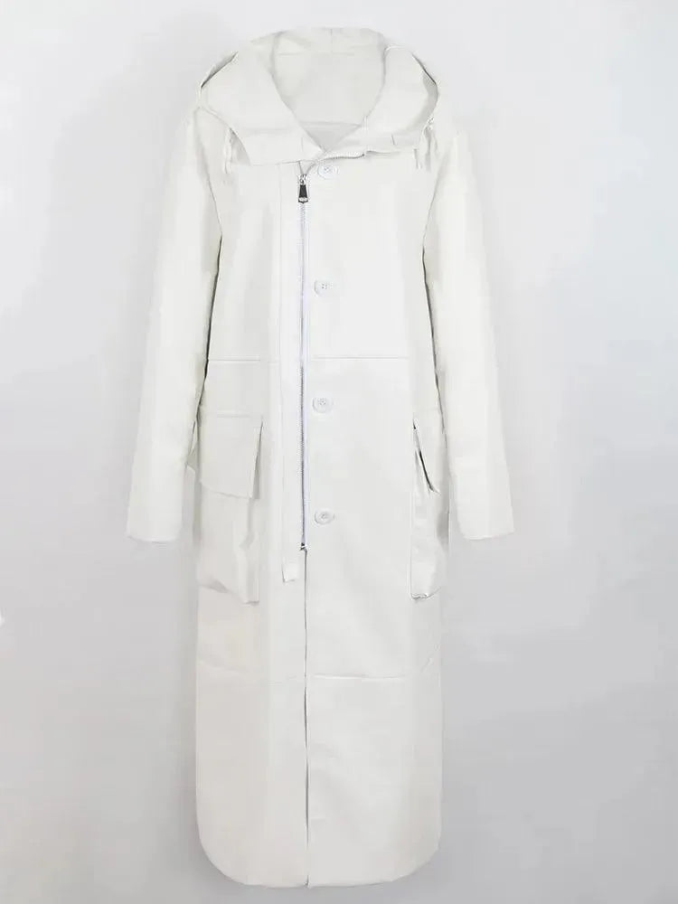 Men's Elegant Long Leather Coat