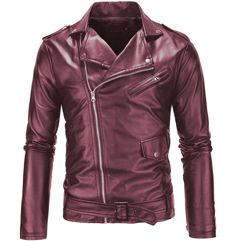 Men's Leather Biker Jacket Asymmetrical
