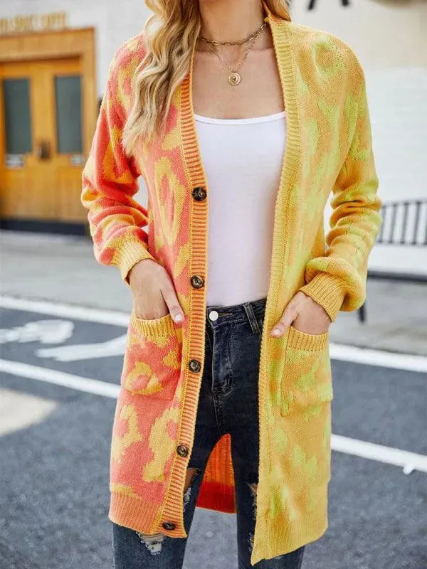 Women's Long Leopard Cardigan