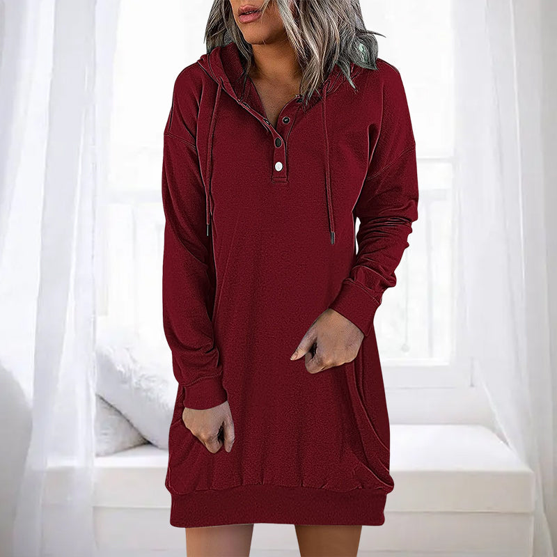 Elegant Women's Long Plain Hoodie