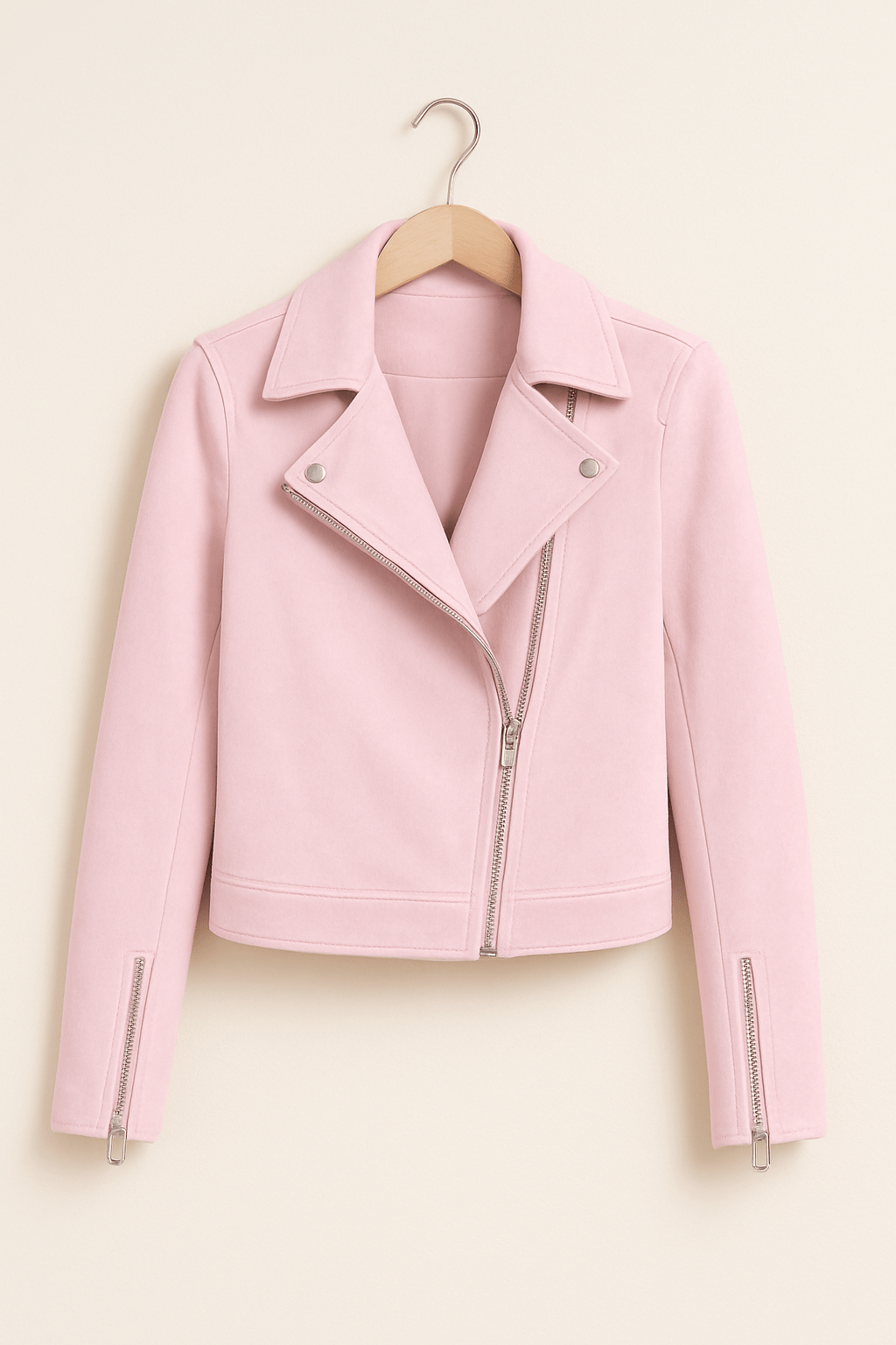 Women's Stylish Leather Jacket Zipper Detail