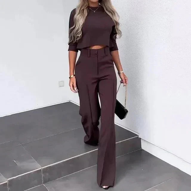 Women's 2-Piece Trouser Set Long-Sleeve Top