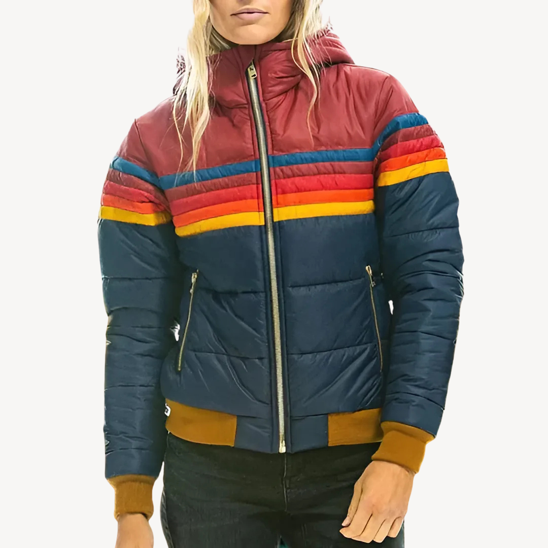 Women's Striped Puffer Jacket Winter