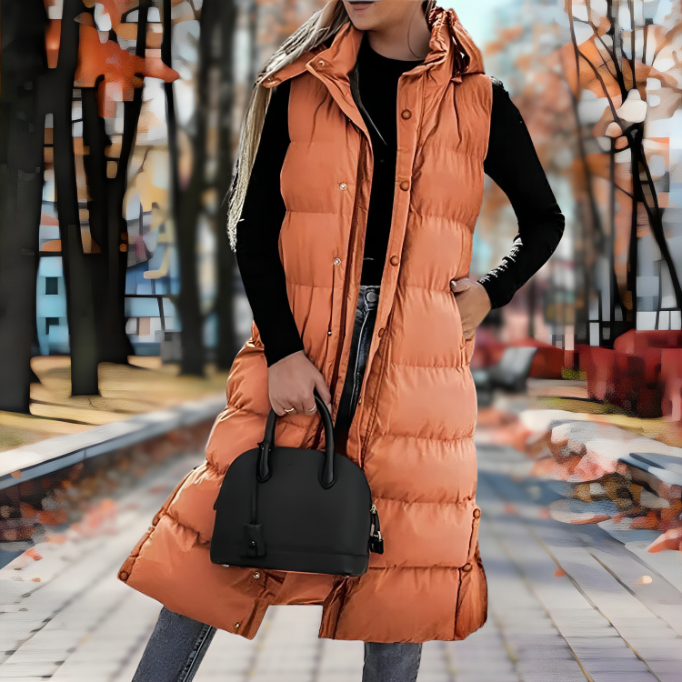 Women's Down Coat Long Sleeveless Outdoor