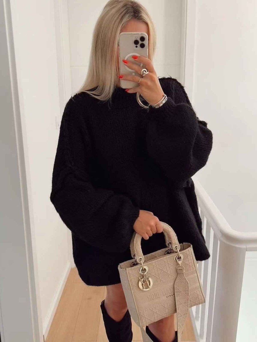 Oversized Sweater Deep V-Neck Design