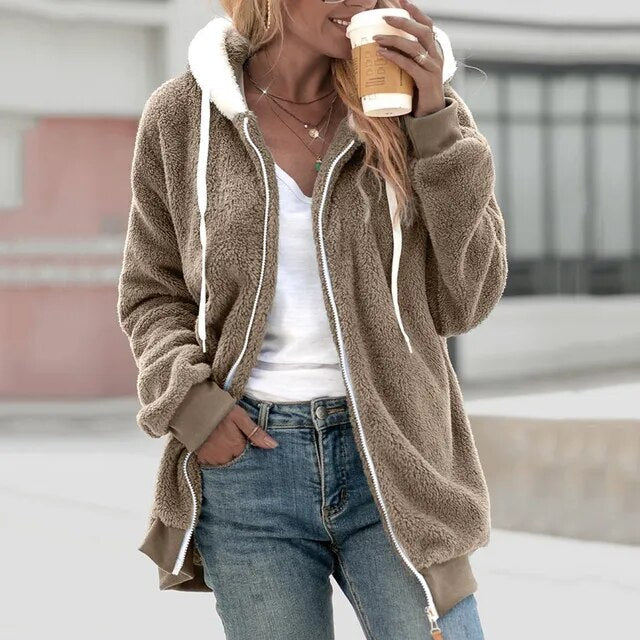 Large Faux Leather Long Zipper Jacket