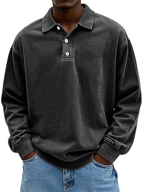 Men's Comfortable Long-Sleeve Polo Sweatshirt