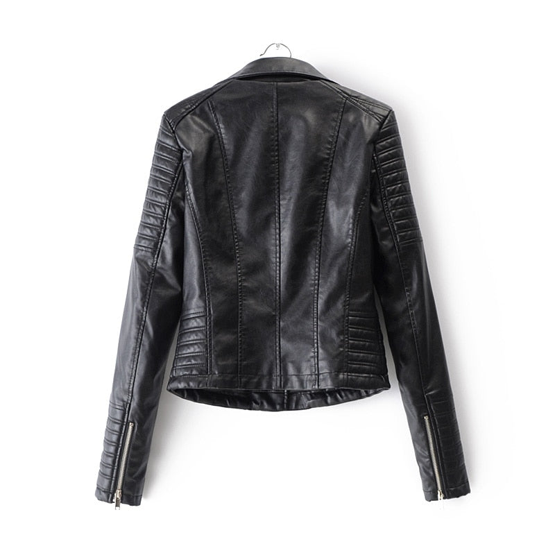Modische Motorradjacke Damen Reißverschluss - IdealeKleiden