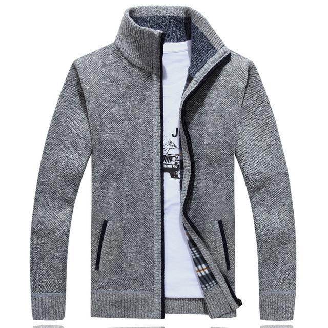 Herren Strickjacke Fleece Innenwarm
