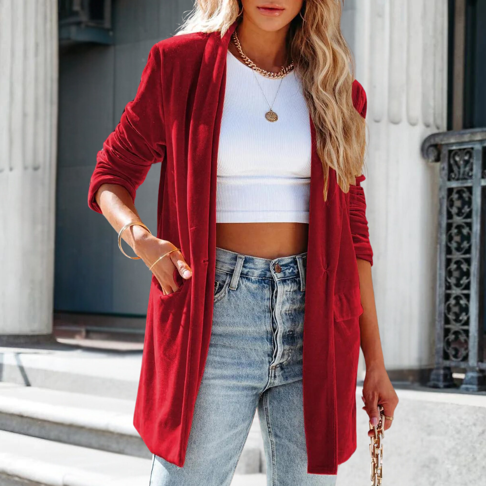Soft velvet women's jacket - autumn model