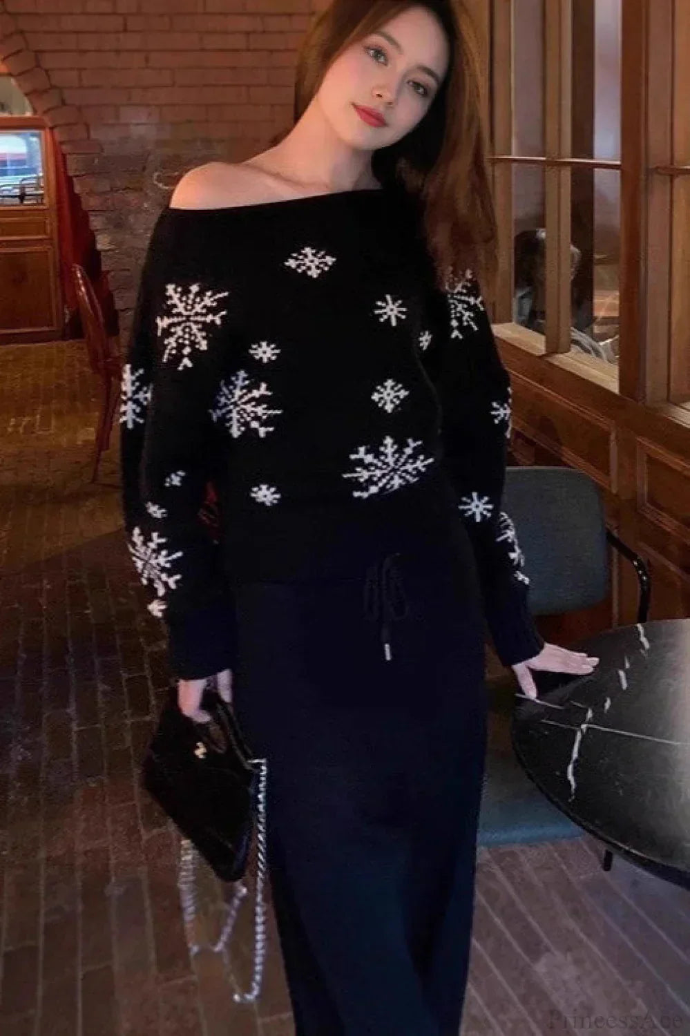 Christmas Sweater Red Snowflakes Women's Sweater