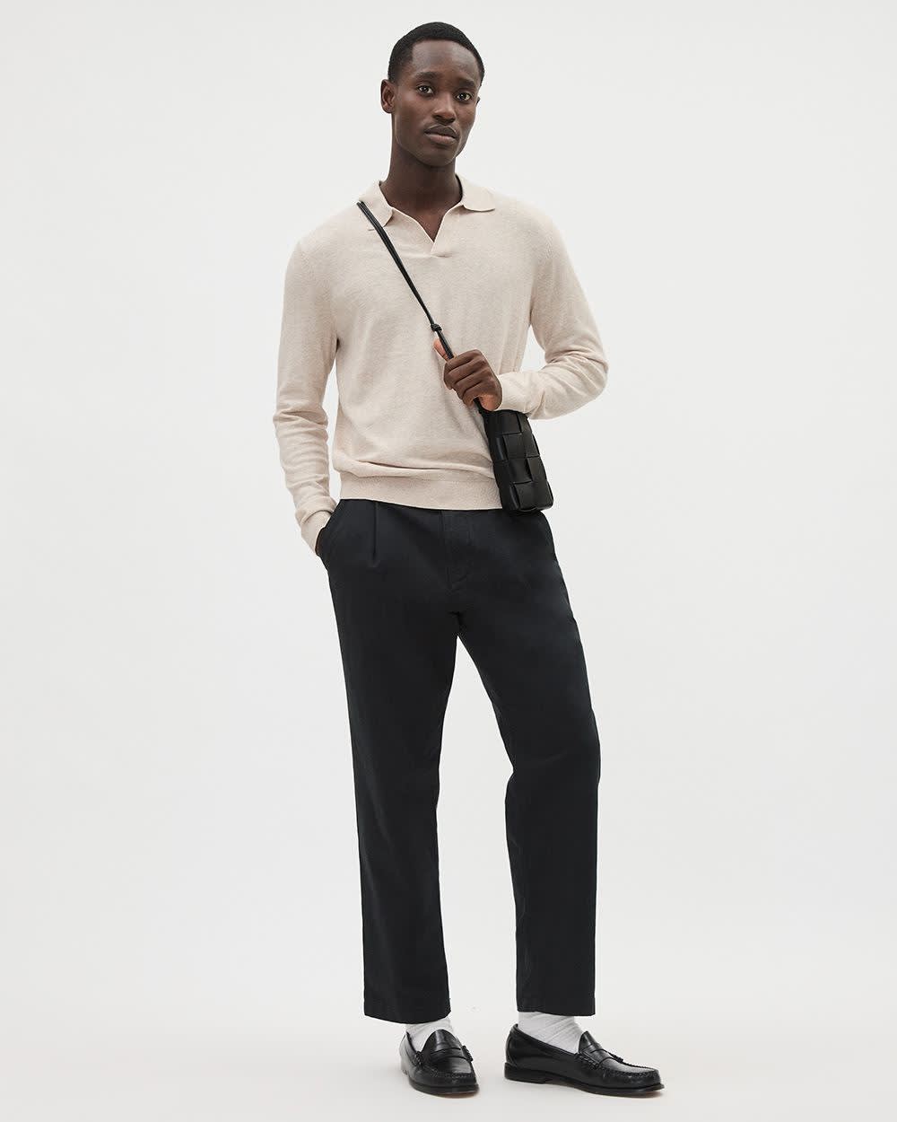 Elegant Cotton Polo Shirt with Johnny Collar