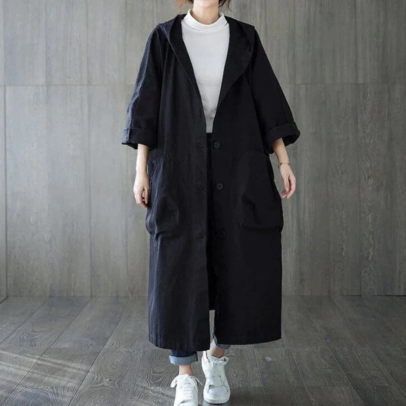 Women's Oversized Trench Coat with Hood