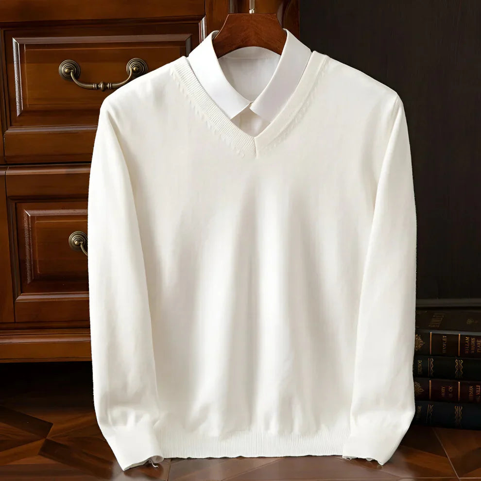 Men's V-Neck Long Sleeve Knitted Sweater