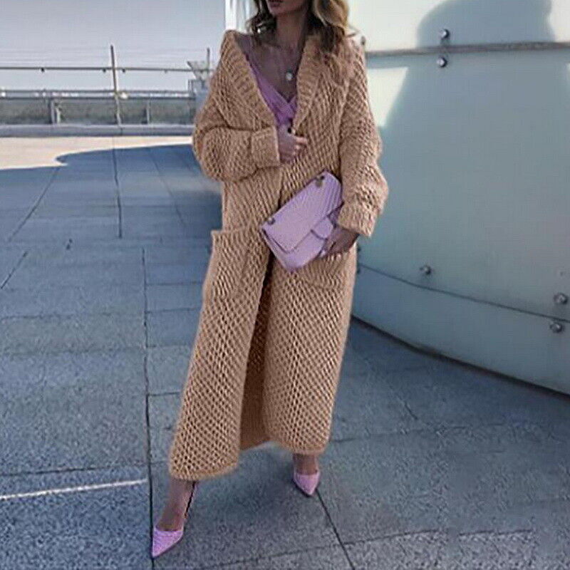 Women's Long Knitted Cardigan Elegant Oversized