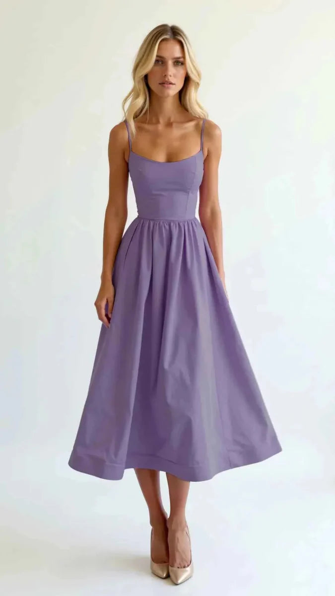 Elegant belted midi dress
