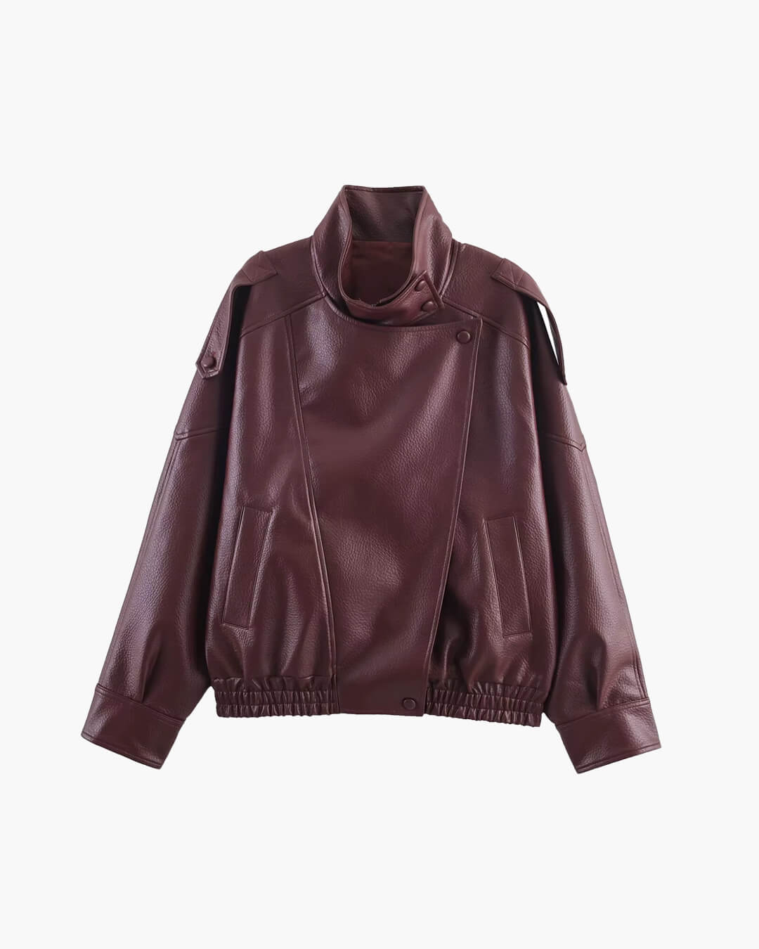 Stylish Leather Jacket Asymmetrical Cut