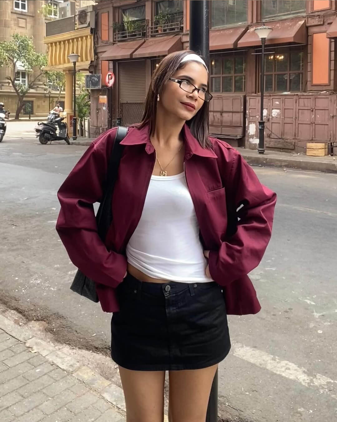 Stylische Bomberjacke Burgunder Rot