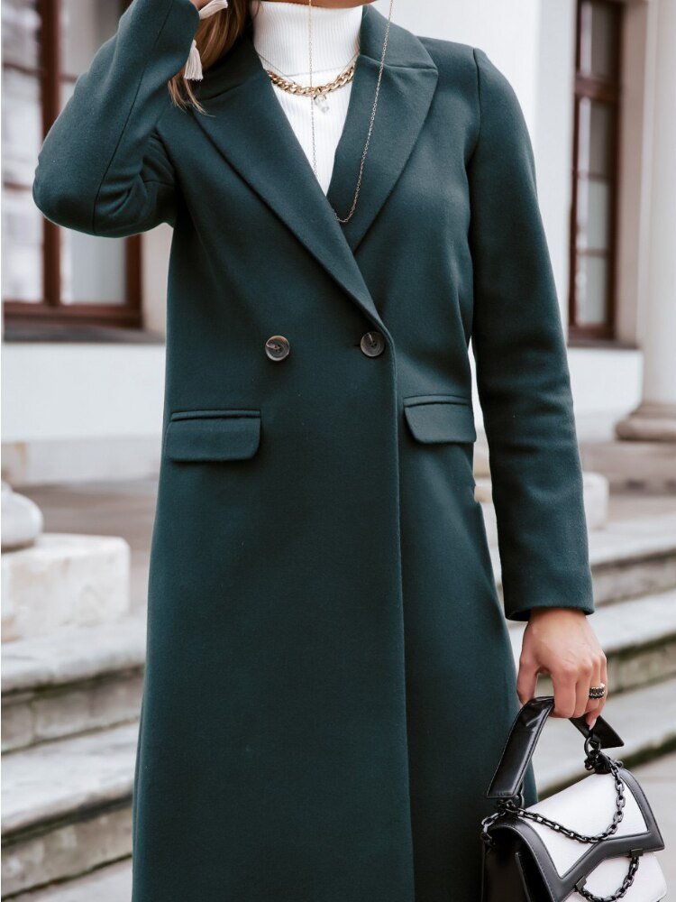 Elegant Women's Coat Wool Ankle-Length Tailored