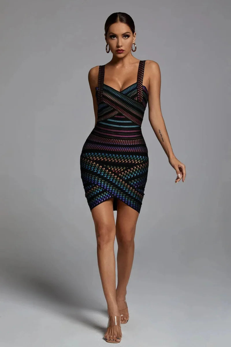 Kleines Cocktailkleid Glitter Muster Dekolleté - IdealeKleiden