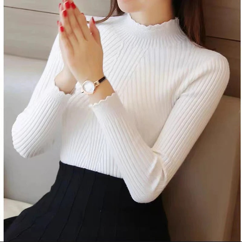 Women's Pullover Autumn Warm Ribbed Knit