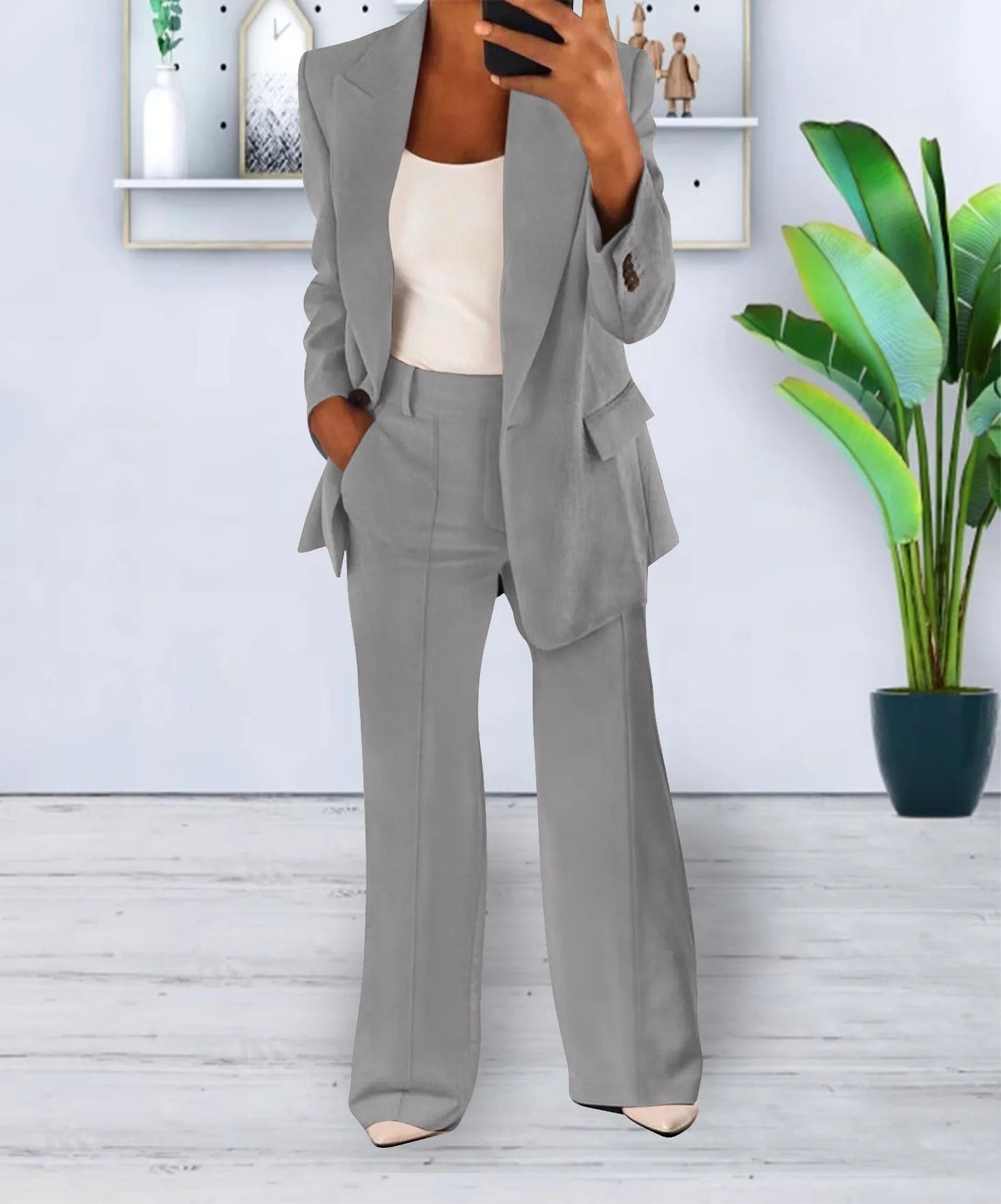 Elegant Women's Blazer Set 2-Piece Modern Style