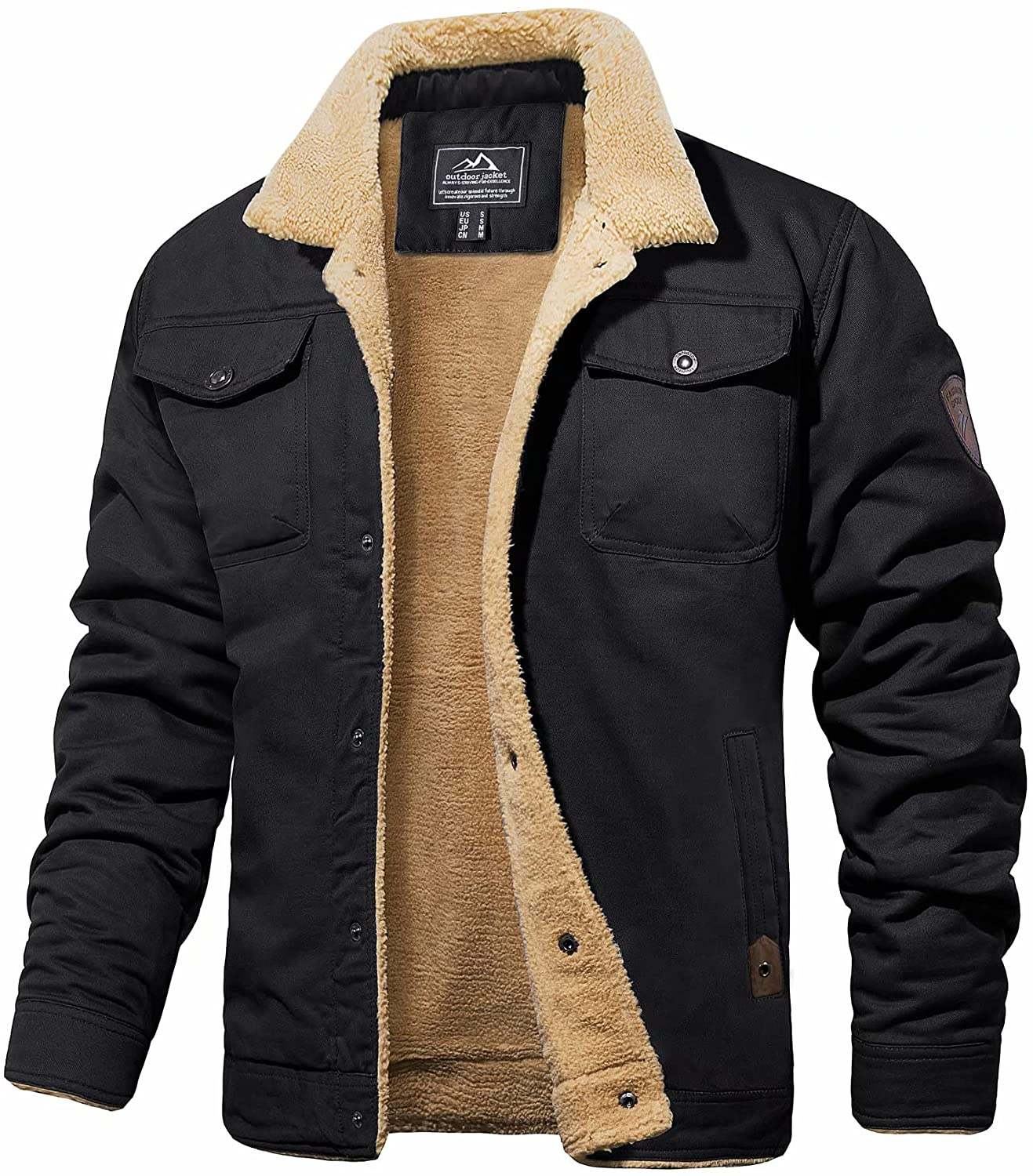 Warme Winterjacke Sherpa-Futter Wasserdicht Robust