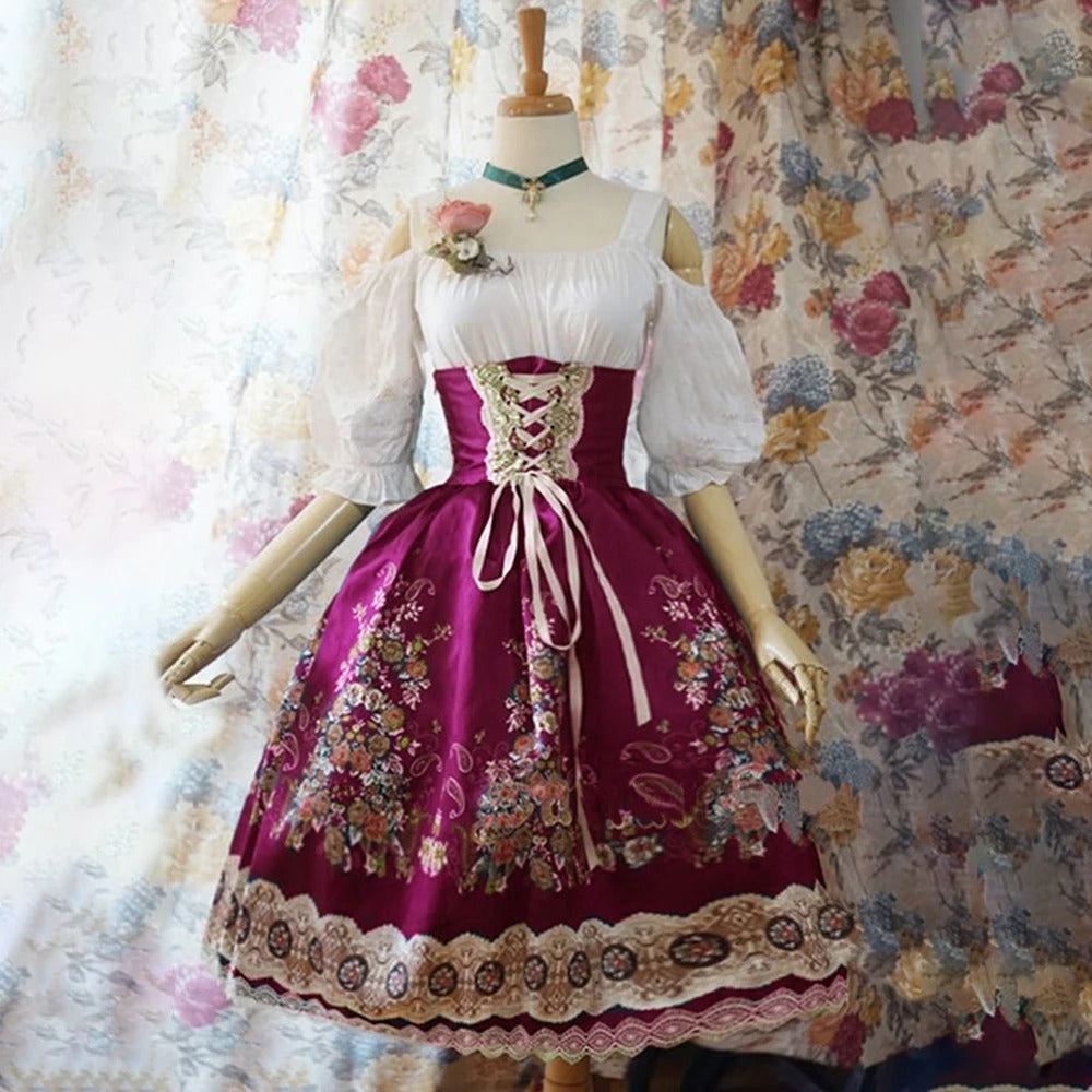 Traditional Dirndl Floral Pattern Oktoberfest