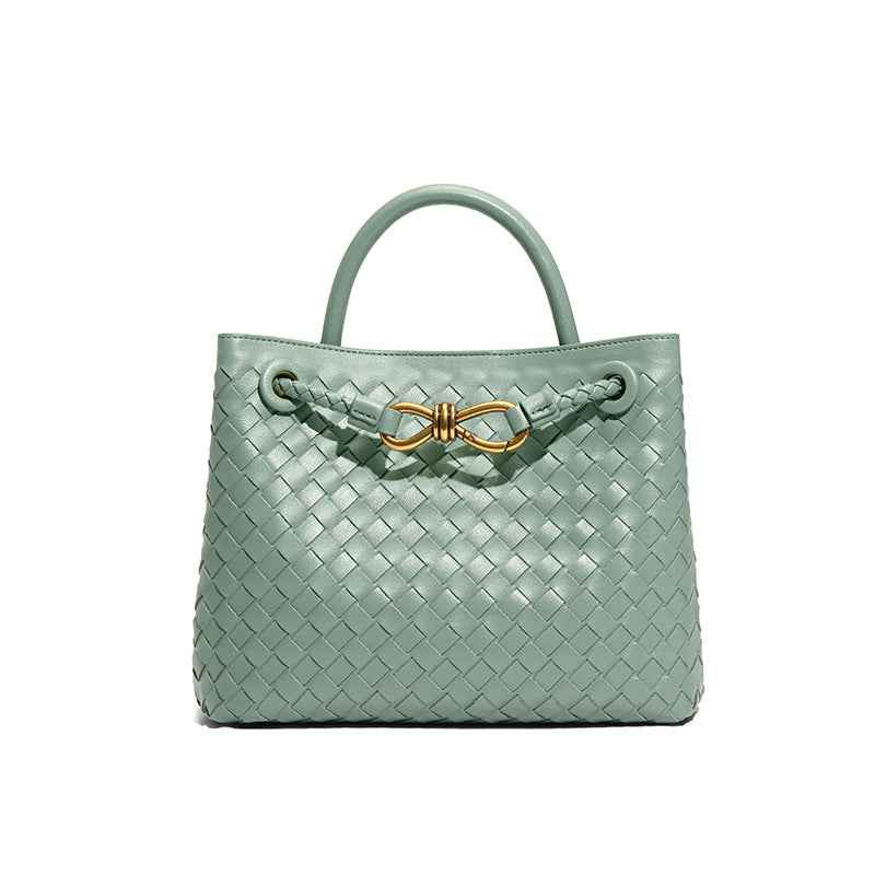 Braided Shopping Bag Elegant Gold Accent
