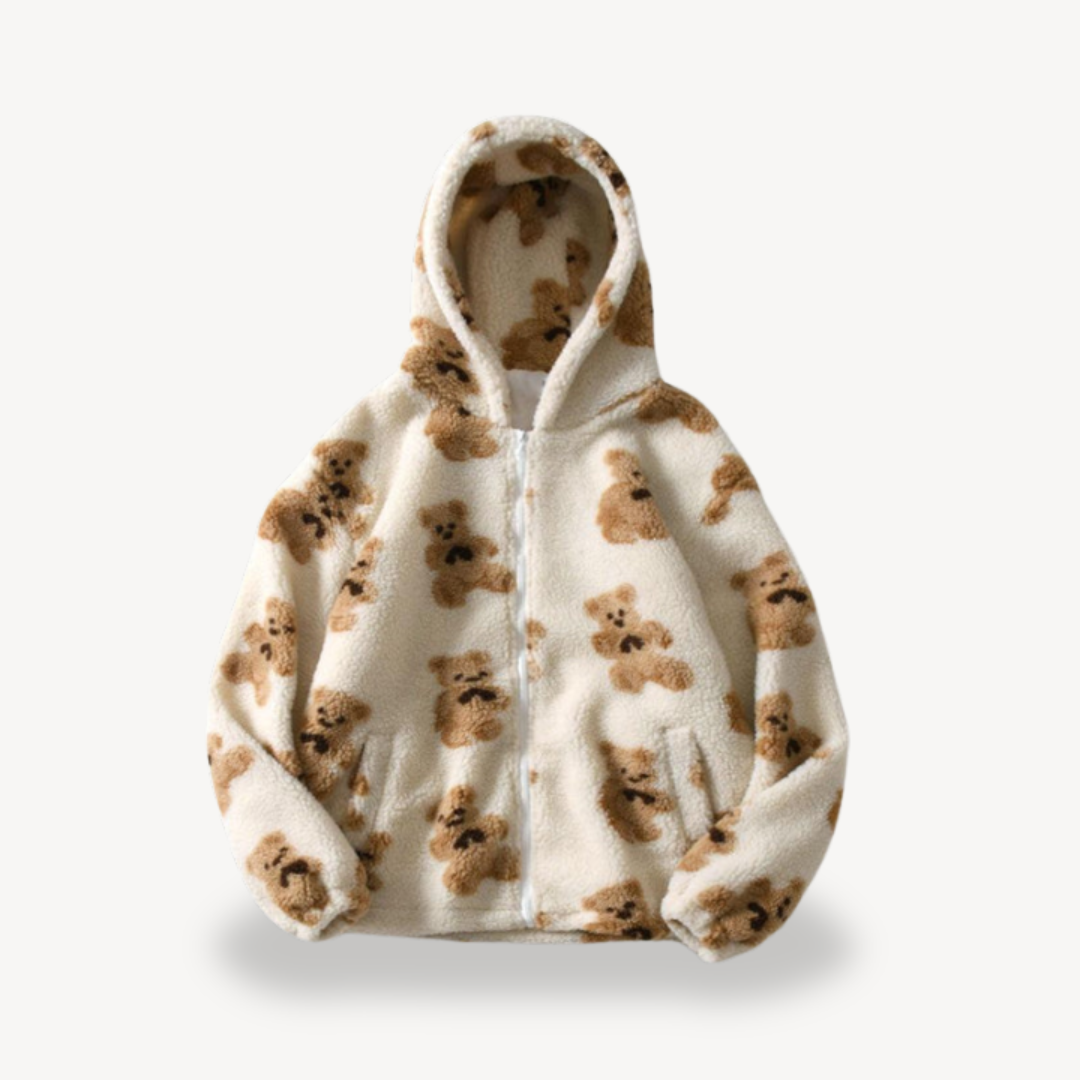 Cozy women's hooded jacket Teddy pattern