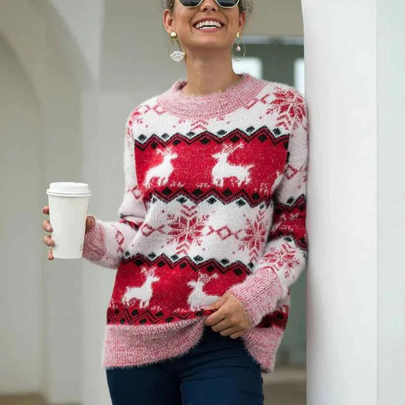Women's Festive Red Christmas Sweater