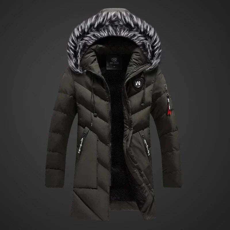 Men's Quilted Coat Warm Hood Waterproof