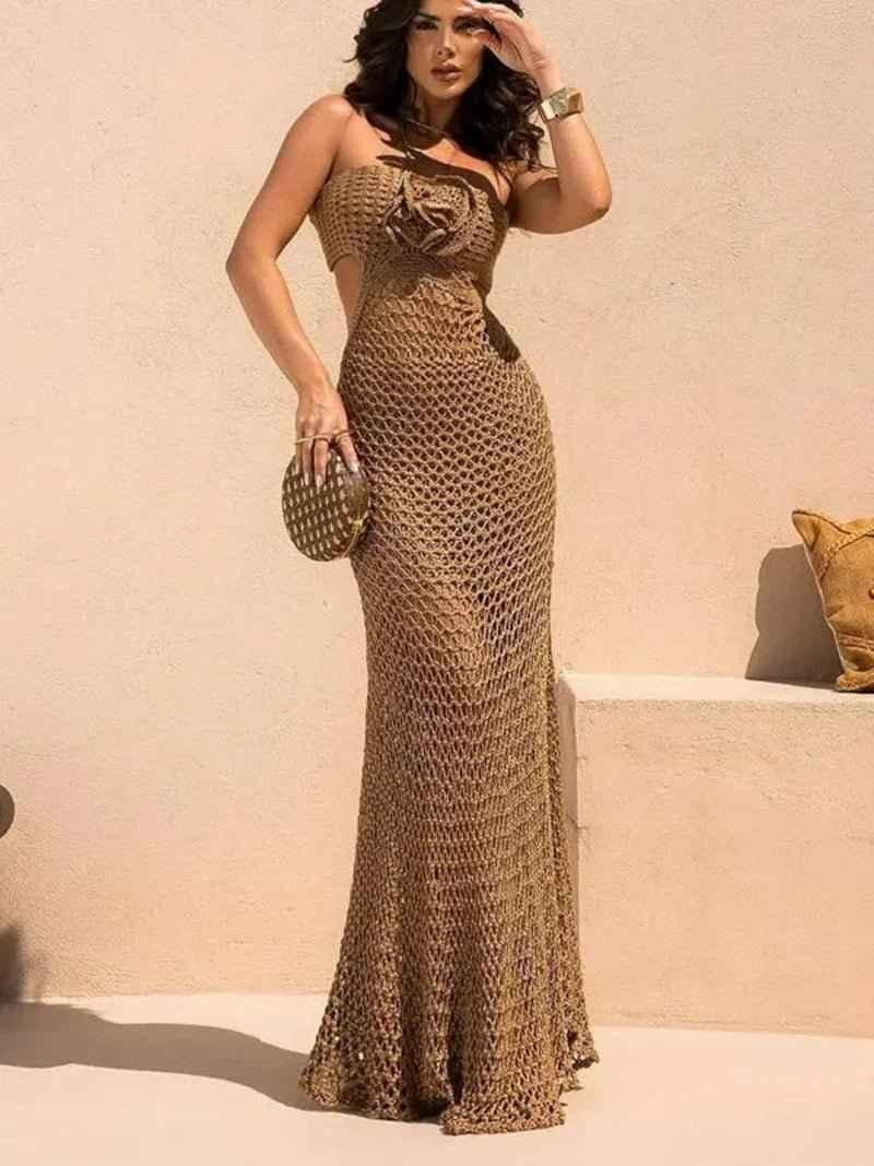 Sommerkleid Boho Chic Rückenfrei Blütenmuster - IdealeKleiden