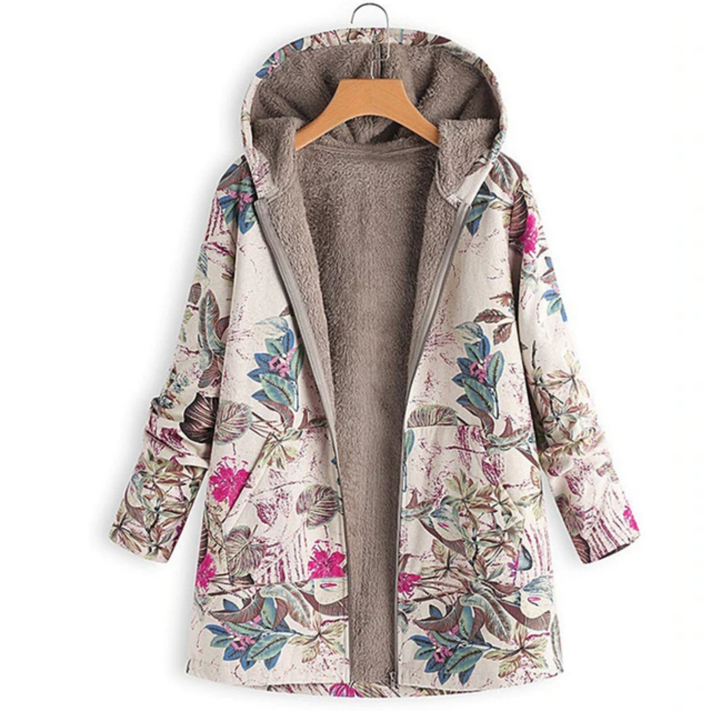 Stylish women's jacket floral pattern warm