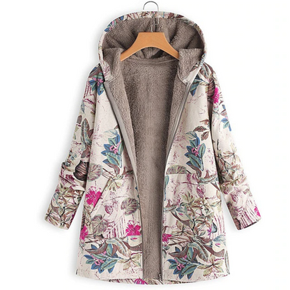 Stylish women's jacket floral pattern warm