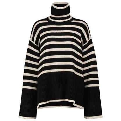 Striped Turtleneck Sweater for Women
