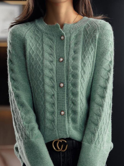 Stylish Strickjacke Stehkragen Modern Jacquard