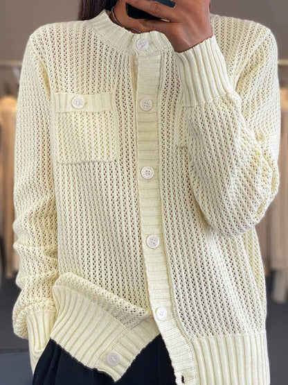Cozy Women's Round Neck Knit Cardigan