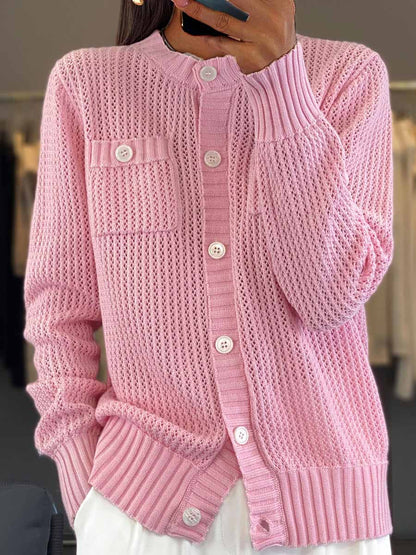 Cozy Women's Round Neck Knit Cardigan