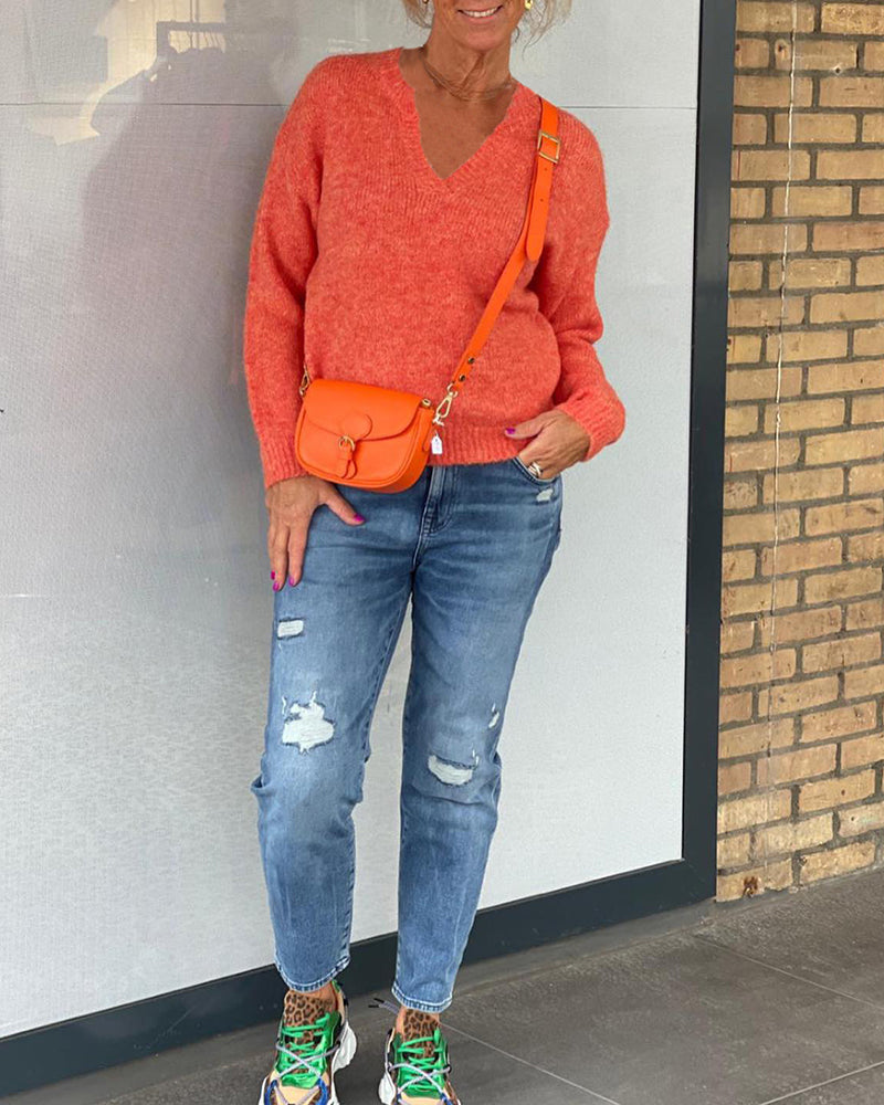Colorful Sweater V-Neck Fashionable