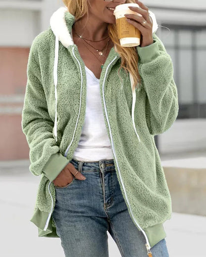 Women's Modern Hooded Jacket with Zipper