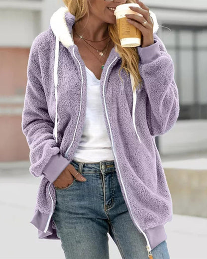 Women's Modern Hooded Jacket with Zipper