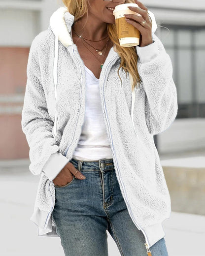 Women's Modern Hooded Jacket with Zipper