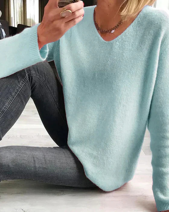 Elegant Solid Long Sleeve Sweater