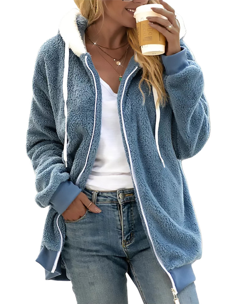 Kapuzenjacke Damen Reißverschluss Modern - IdealeKleiden