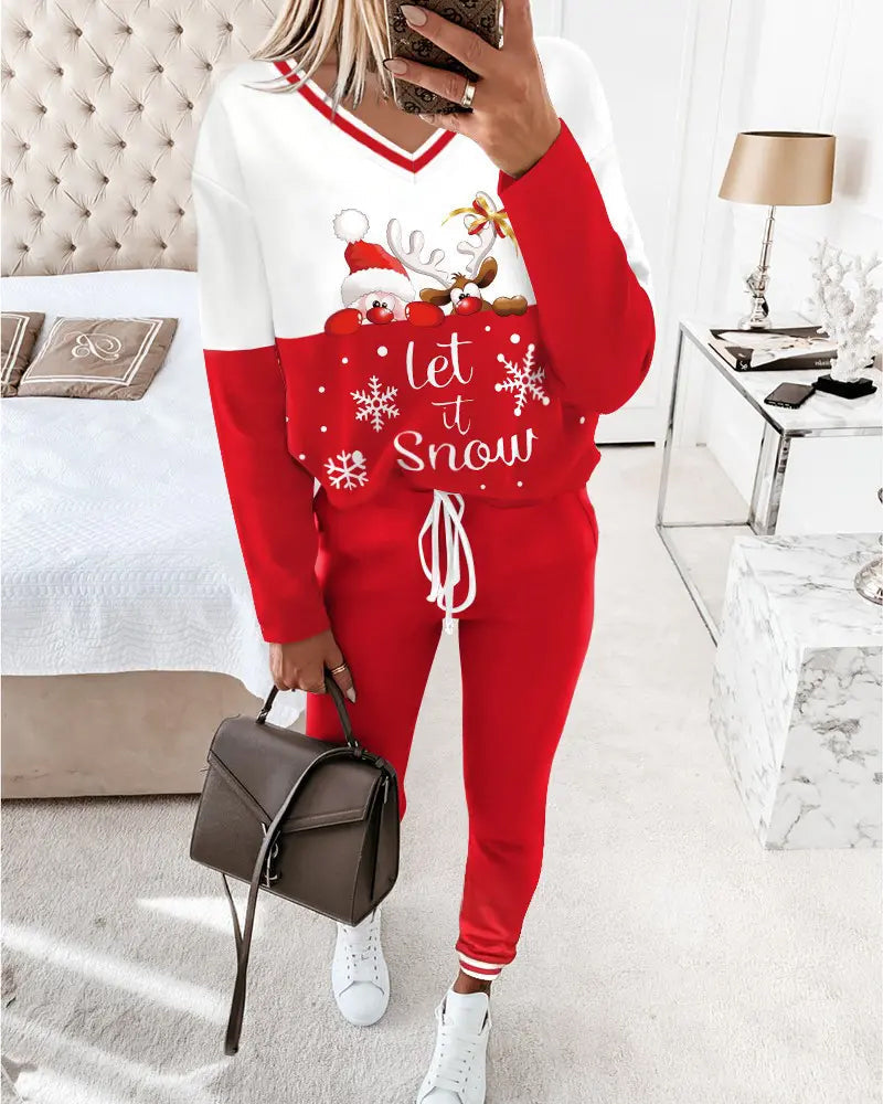 Christmas Dress Casual Sporty V-Neck